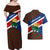 Cayman Islands Xmas Couples Matching Off Shoulder Maxi Dress and Hawaiian Shirt Christmas Plaid Turtle and Coat of Arms Red Green Blue - Wonder Print Shop