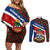 Cayman Islands Xmas Couples Matching Off Shoulder Short Dress and Long Sleeve Button Shirt Christmas Plaid Turtle and Coat of Arms Red Green Blue - Wonder Print Shop