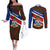 Cayman Islands Xmas Couples Matching Off The Shoulder Long Sleeve Dress and Long Sleeve Button Shirt Christmas Plaid Turtle and Coat of Arms Red Green Blue - Wonder Print Shop