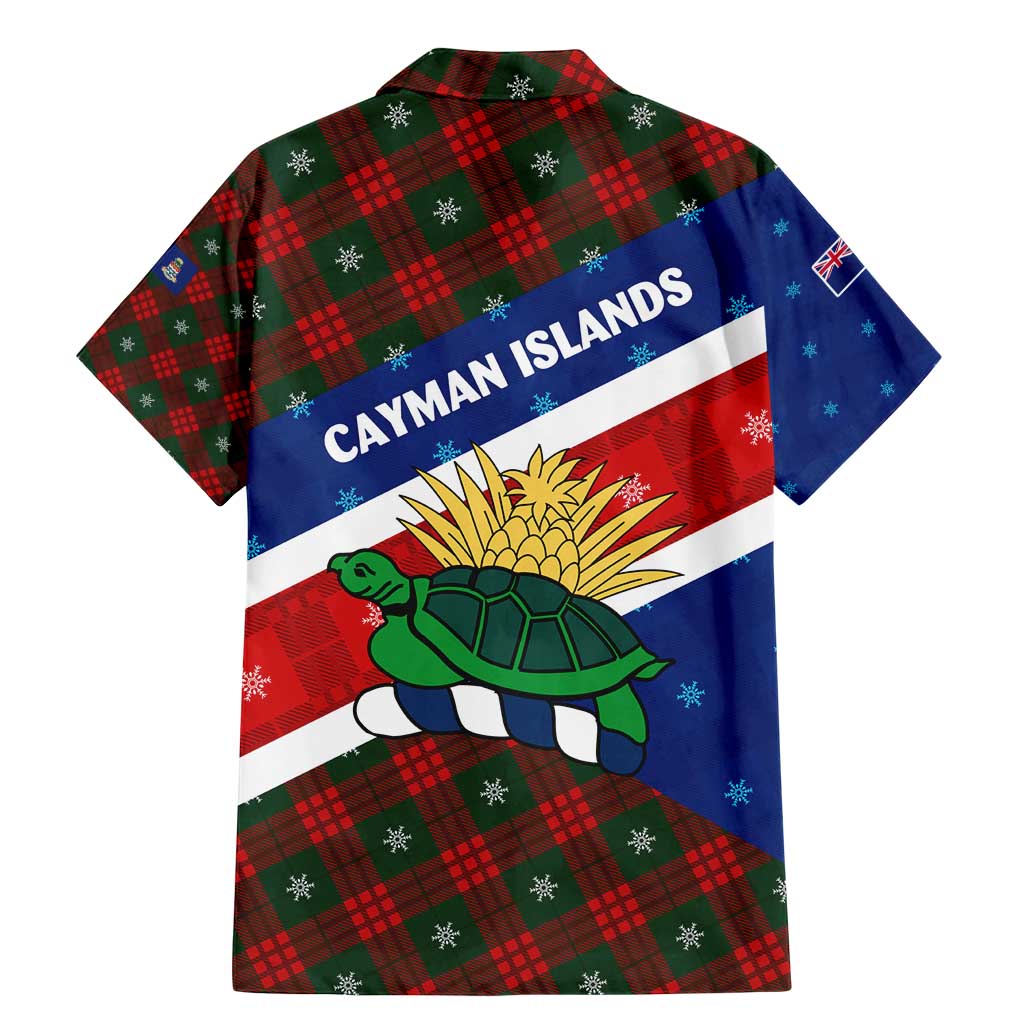 Cayman Islands Xmas Family Matching Mermaid Dress and Hawaiian Shirt Christmas Plaid Turtle and Coat of Arms Red Green Blue - Wonder Print Shop