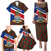 Cayman Islands Xmas Family Matching Puletasi and Hawaiian Shirt Christmas Plaid Turtle and Coat of Arms Red Green Blue - Wonder Print Shop