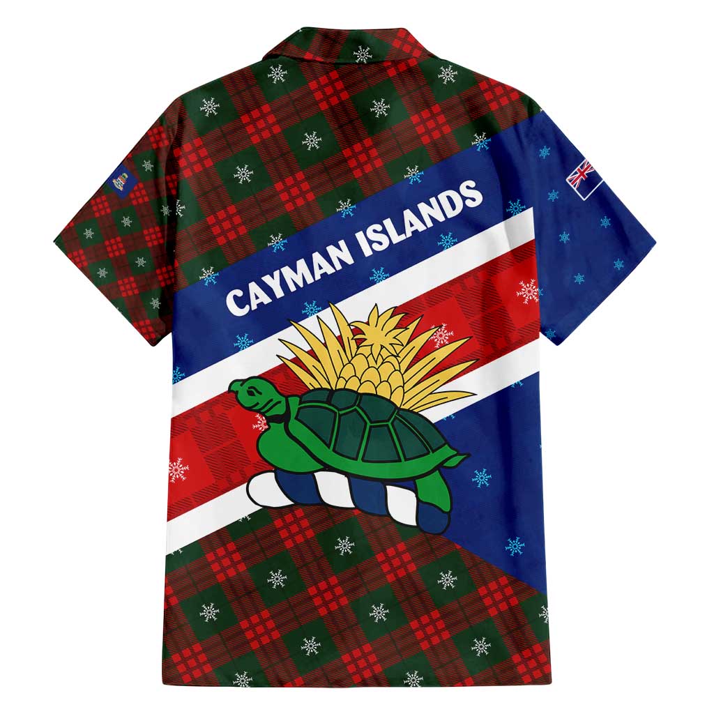 Cayman Islands Xmas Family Matching Tank Maxi Dress and Hawaiian Shirt Christmas Plaid Turtle and Coat of Arms Red Green Blue - Wonder Print Shop