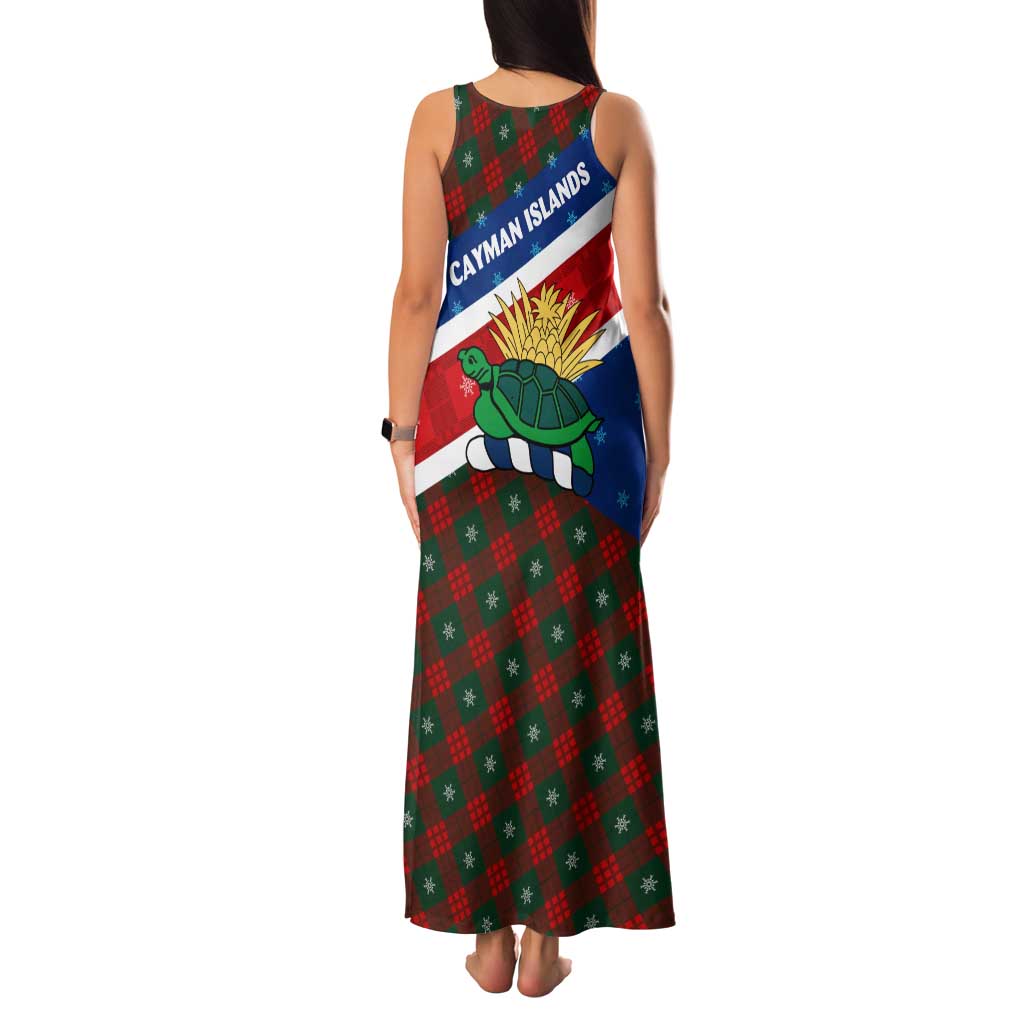 Cayman Islands Xmas Family Matching Tank Maxi Dress and Hawaiian Shirt Christmas Plaid Turtle and Coat of Arms Red Green Blue - Wonder Print Shop