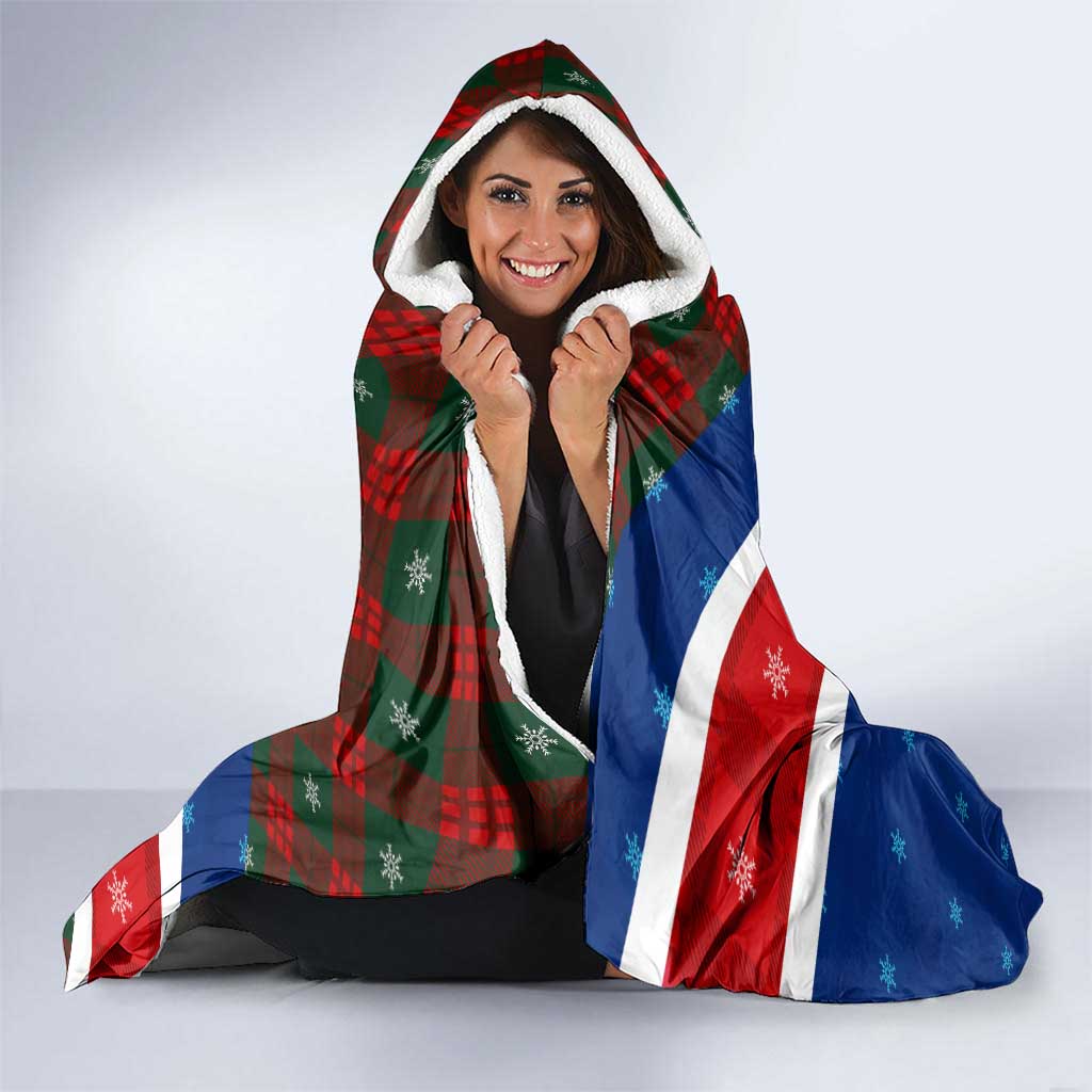 Cayman Islands Xmas Hooded Blanket Christmas Plaid Turtle and Coat of Arms Red Green Blue - Wonder Print Shop