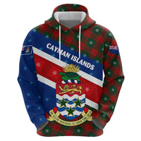 Cayman Islands Xmas Hoodie Christmas Plaid Turtle and Coat of Arms Red Green Blue - Wonder Print Shop