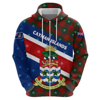 Cayman Islands Xmas Hoodie Christmas Plaid Turtle and Coat of Arms Red Green Blue - Wonder Print Shop