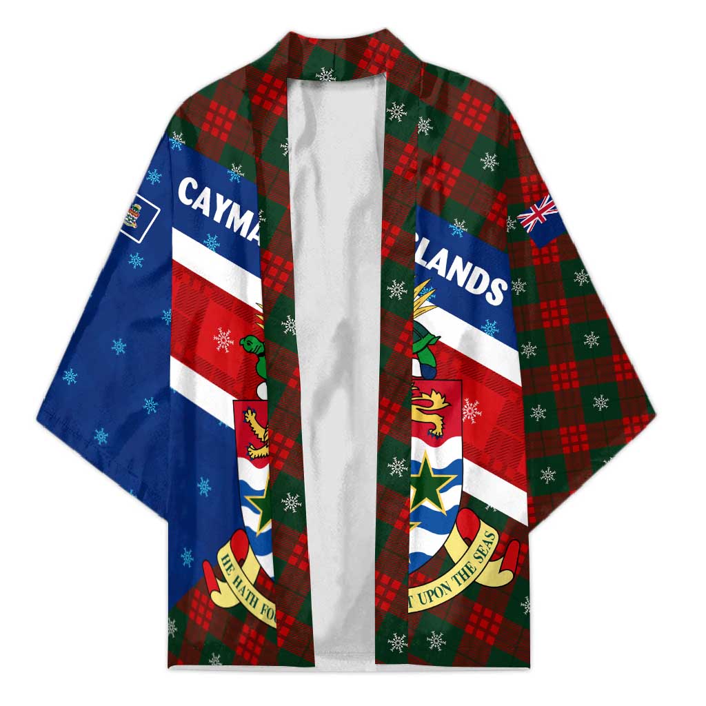 Cayman Islands Xmas Kimono Christmas Plaid Turtle and Coat of Arms Red Green Blue - Wonder Print Shop