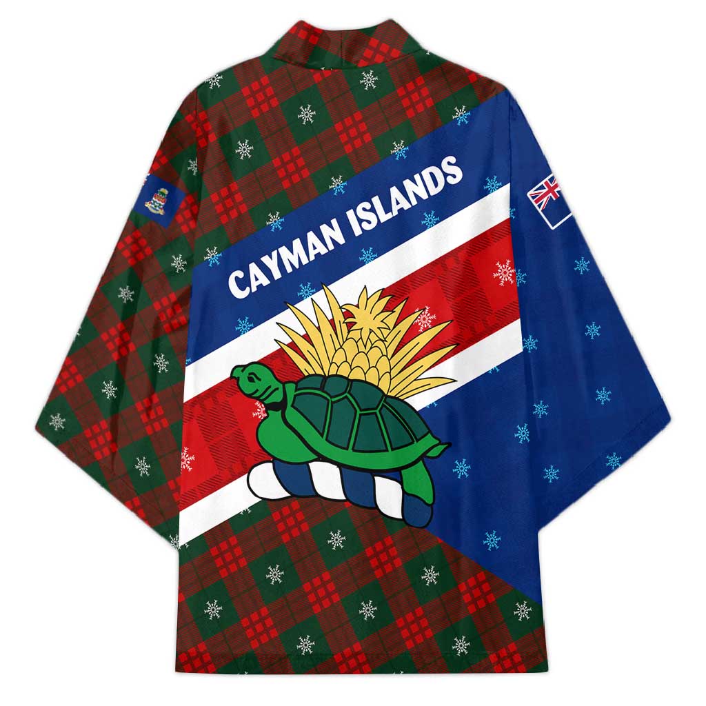 Cayman Islands Xmas Kimono Christmas Plaid Turtle and Coat of Arms Red Green Blue - Wonder Print Shop