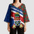 Cayman Islands Xmas Kimono Sleeve Blouse Christmas Plaid Turtle and Coat of Arms Red Green Blue - Wonder Print Shop