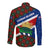 Cayman Islands Xmas Long Sleeve Button Shirt Christmas Plaid Turtle and Coat of Arms Red Green Blue - Wonder Print Shop