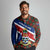Cayman Islands Xmas Long Sleeve Polo Shirt Christmas Plaid Turtle and Coat of Arms Red Green Blue - Wonder Print Shop