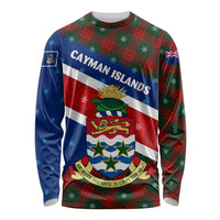 Cayman Islands Xmas Long Sleeve Shirt Christmas Plaid Turtle and Coat of Arms Red Green Blue - Wonder Print Shop
