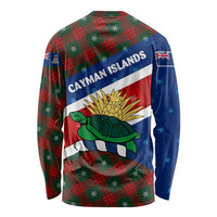 Cayman Islands Xmas Long Sleeve Shirt Christmas Plaid Turtle and Coat of Arms Red Green Blue - Wonder Print Shop