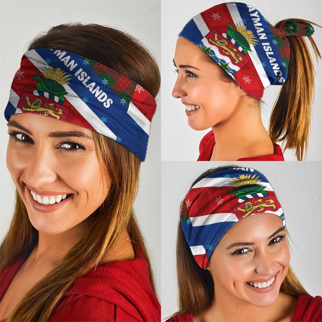 Cayman Islands Xmas Neck Gaiter Christmas Plaid Turtle and Coat of Arms Red Green Blue - Wonder Print Shop