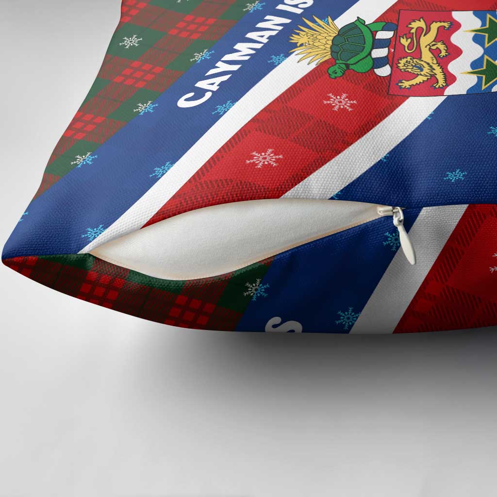 Cayman Islands Xmas Pillow Cover Christmas Plaid Turtle and Coat of Arms Red Green Blue - Wonder Print Shop
