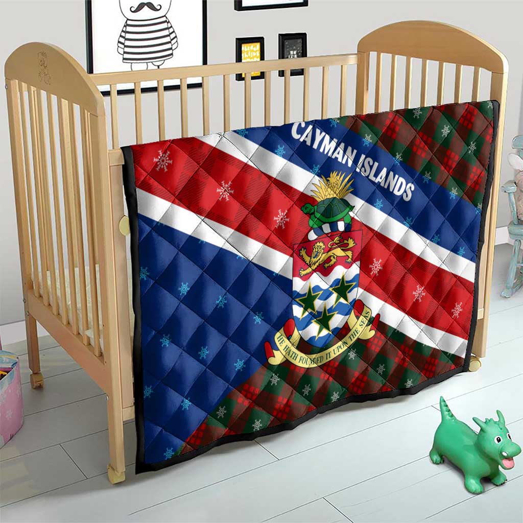 Cayman Islands Xmas Quilt Christmas Plaid Turtle and Coat of Arms Red Green Blue - Wonder Print Shop