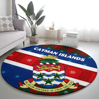 Cayman Islands Xmas Round Carpet Christmas Plaid Turtle and Coat of Arms Red Green Blue - Wonder Print Shop