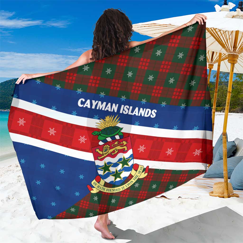 Cayman Islands Xmas Sarong Christmas Plaid Turtle and Coat of Arms Red Green Blue - Wonder Print Shop