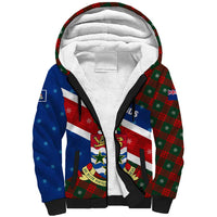 Cayman Islands Xmas Sherpa Hoodie Christmas Plaid Turtle and Coat of Arms Red Green Blue - Wonder Print Shop