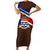 Cayman Islands Xmas Short Sleeve Bodycon Dress Christmas Plaid Turtle and Coat of Arms Red Green Blue - Wonder Print Shop