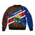 Cayman Islands Xmas Sleeve Zip Bomber Jacket Christmas Plaid Turtle and Coat of Arms Red Green Blue - Wonder Print Shop