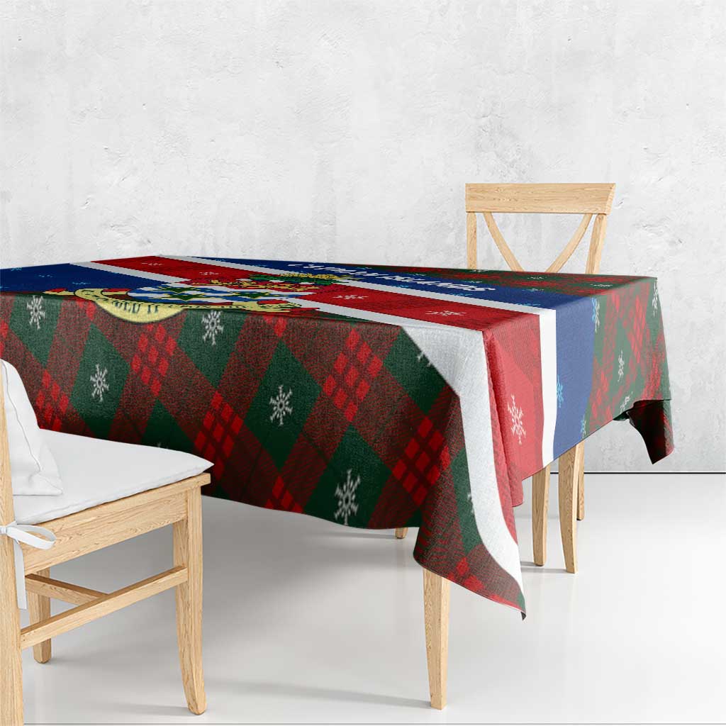 Cayman Islands Xmas Tablecloth Christmas Plaid Turtle and Coat of Arms Red Green Blue - Wonder Print Shop