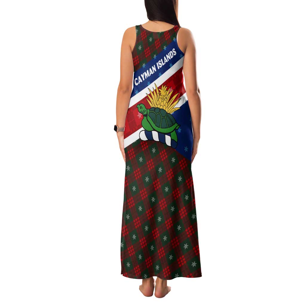 Cayman Islands Xmas Tank Maxi Dress Christmas Plaid Turtle and Coat of Arms Red Green Blue - Wonder Print Shop