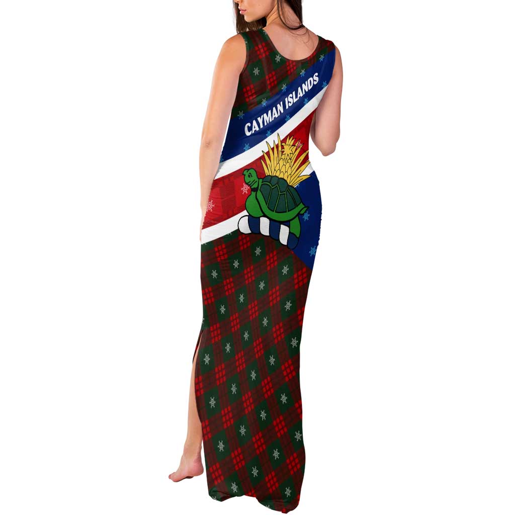 Cayman Islands Xmas Tank Maxi Dress Christmas Plaid Turtle and Coat of Arms Red Green Blue - Wonder Print Shop