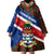 Cayman Islands Xmas Wearable Blanket Hoodie Christmas Plaid Turtle and Coat of Arms Red Green Blue - Wonder Print Shop