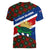 Cayman Islands Xmas Women V-Neck T-Shirt Christmas Plaid Turtle and Coat of Arms Red Green Blue - Wonder Print Shop