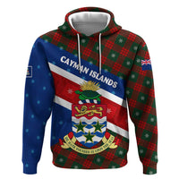 Cayman Islands Xmas Zip Hoodie Christmas Plaid Turtle and Coat of Arms Red Green Blue - Wonder Print Shop