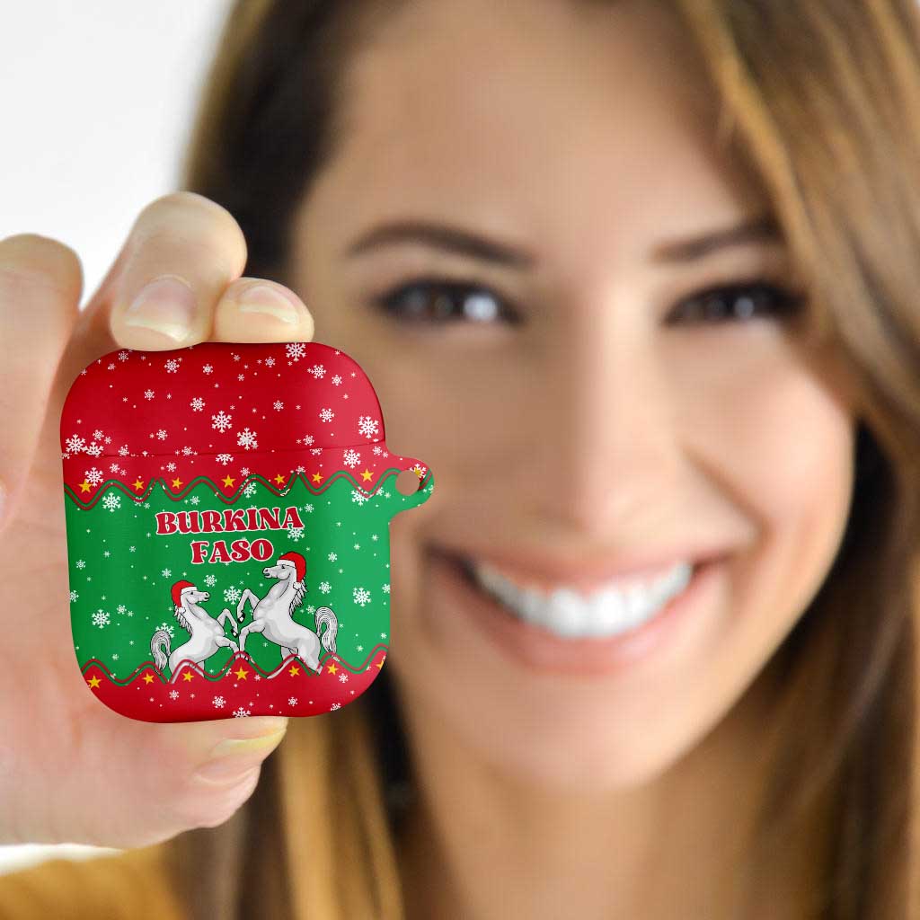 Christmas Burkina Faso AirPods Case Snowflake Horses and Coat of Arms - Wonder Print Shop