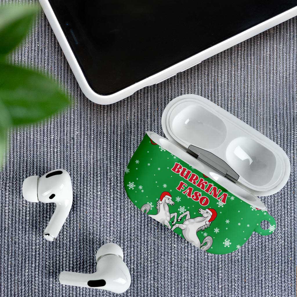 Christmas Burkina Faso AirPods Case Snowflake Horses and Coat of Arms - Wonder Print Shop