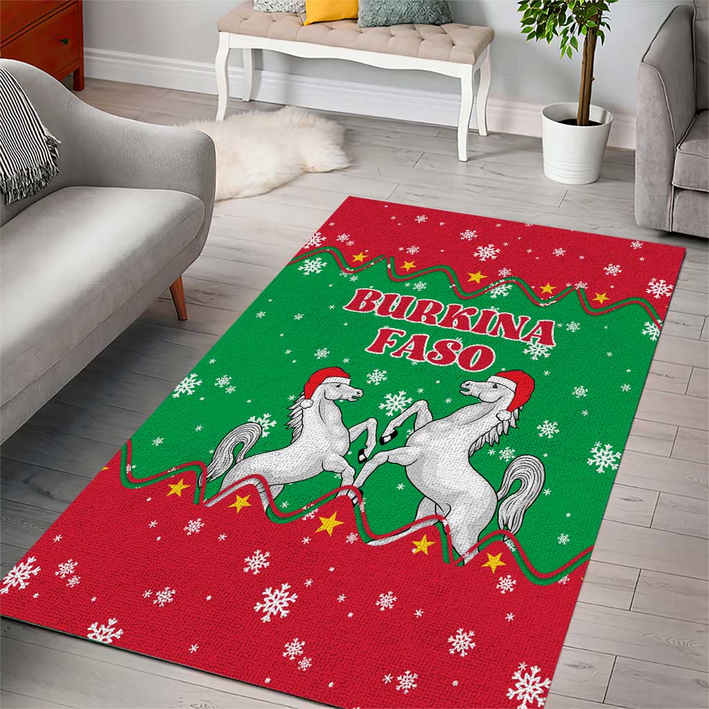 Christmas Burkina Faso Area Rug Snowflake Horses and Coat of Arms - Wonder Print Shop