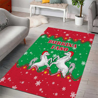 Christmas Burkina Faso Area Rug Snowflake Horses and Coat of Arms - Wonder Print Shop