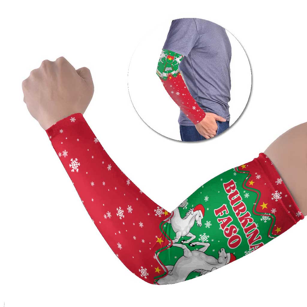 Christmas Burkina Faso Arm Sleeves Snowflake Horses and Coat of Arms - Wonder Print Shop