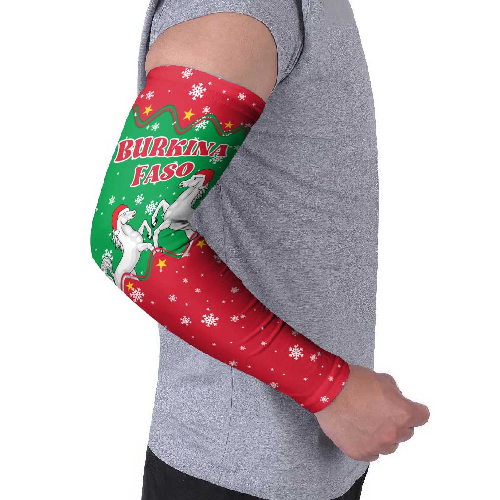 Christmas Burkina Faso Arm Sleeves Snowflake Horses and Coat of Arms - Wonder Print Shop