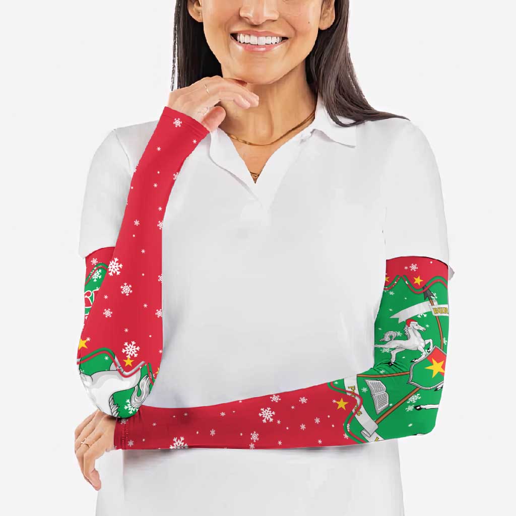 Christmas Burkina Faso Arm Sleeves Snowflake Horses and Coat of Arms - Wonder Print Shop
