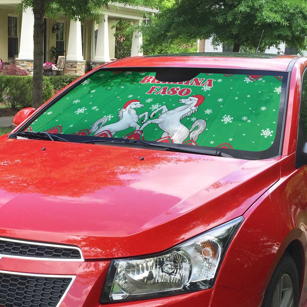 Christmas Burkina Faso Auto Sun Shade Snowflake Horses and Coat of Arms - Wonder Print Shop
