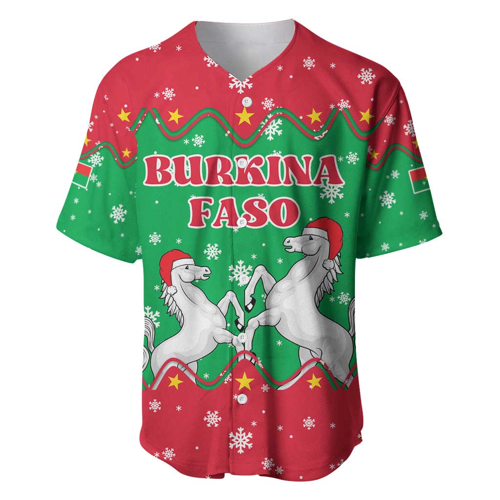 Christmas Burkina Faso Baseball Jersey Snowflake Horses and Coat of Arms - Wonder Print Shop