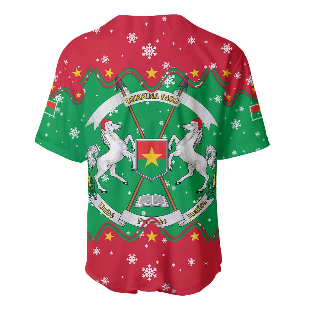 Christmas Burkina Faso Baseball Jersey Snowflake Horses and Coat of Arms - Wonder Print Shop