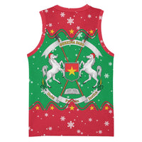 Christmas Burkina Faso Basketball Jersey Snowflake Horses and Coat of Arms - Wonder Print Shop