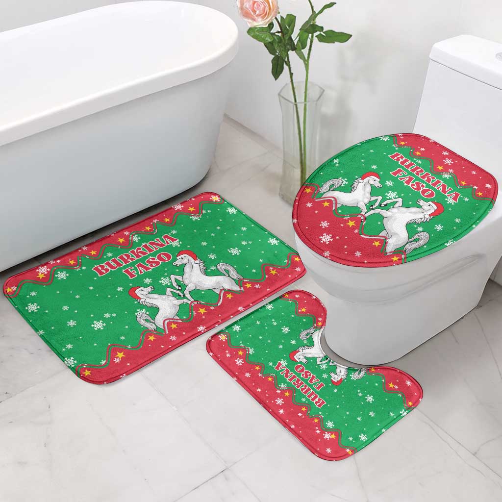 Christmas Burkina Faso Bathroom Set Snowflake Horses and Coat of Arms - Wonder Print Shop