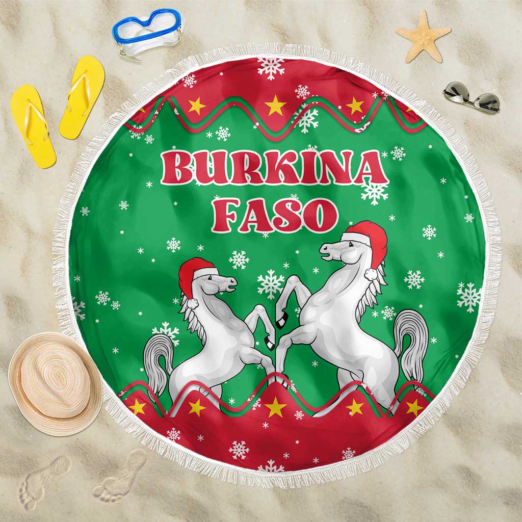 Christmas Burkina Faso Beach Blanket Snowflake Horses and Coat of Arms - Wonder Print Shop