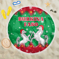 Christmas Burkina Faso Beach Blanket Snowflake Horses and Coat of Arms - Wonder Print Shop