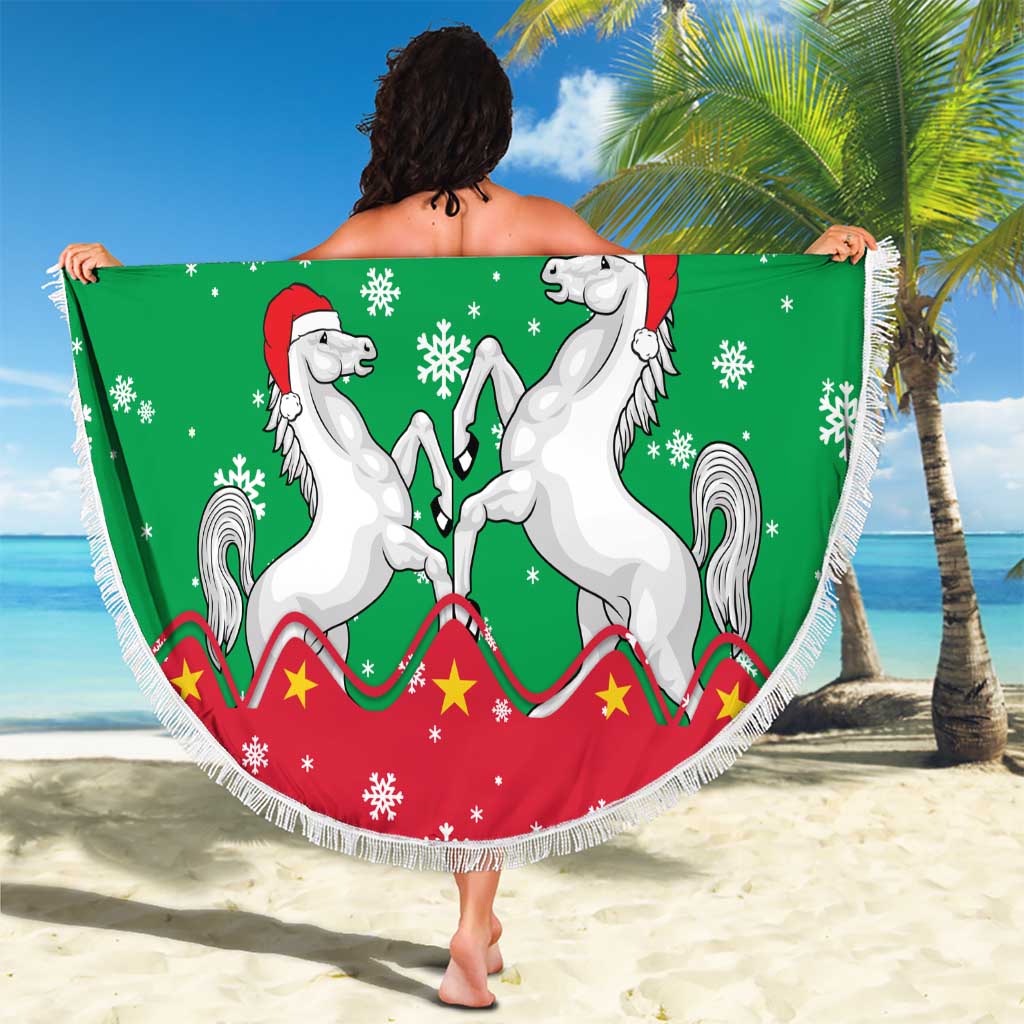 Christmas Burkina Faso Beach Blanket Snowflake Horses and Coat of Arms - Wonder Print Shop
