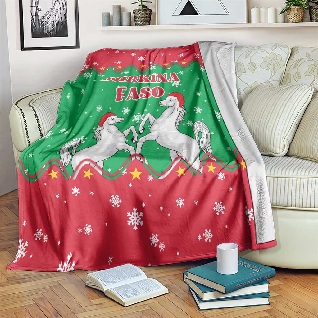 Christmas Burkina Faso Blanket Snowflake Horses and Coat of Arms - Wonder Print Shop