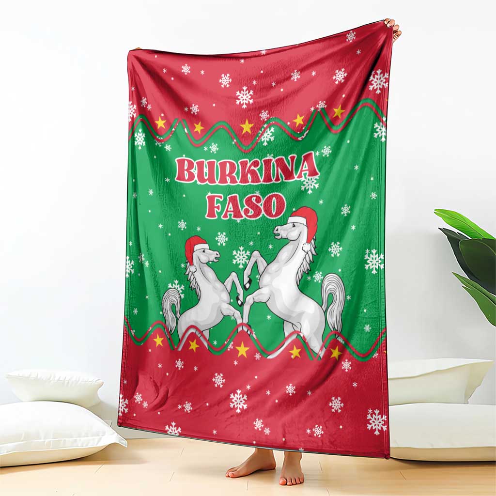 Christmas Burkina Faso Blanket Snowflake Horses and Coat of Arms - Wonder Print Shop