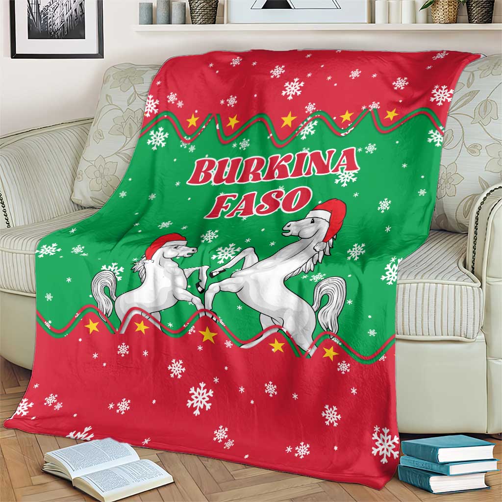 Christmas Burkina Faso Blanket Snowflake Horses and Coat of Arms - Wonder Print Shop