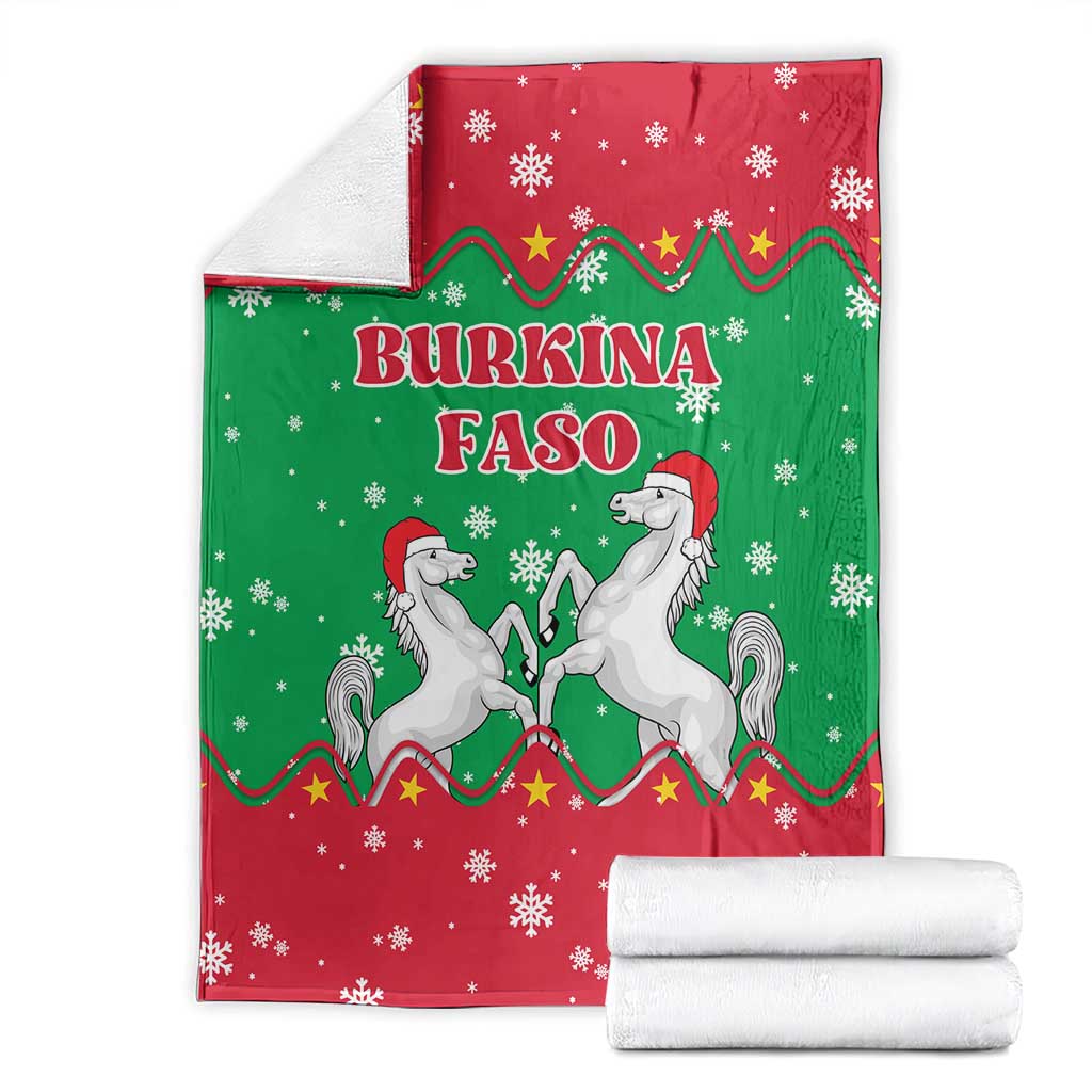 Christmas Burkina Faso Blanket Snowflake Horses and Coat of Arms - Wonder Print Shop